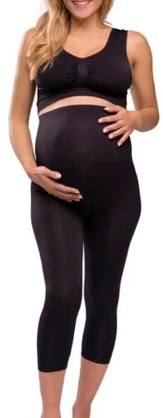 Graviditets leggings m. støtte 3/4 længde sort - Xlarge